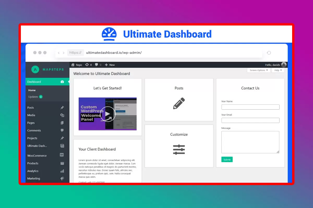 Ultimate Dashboard Pro WordPress Plugin Version 3.10.1 Customize WordPress Dashboard