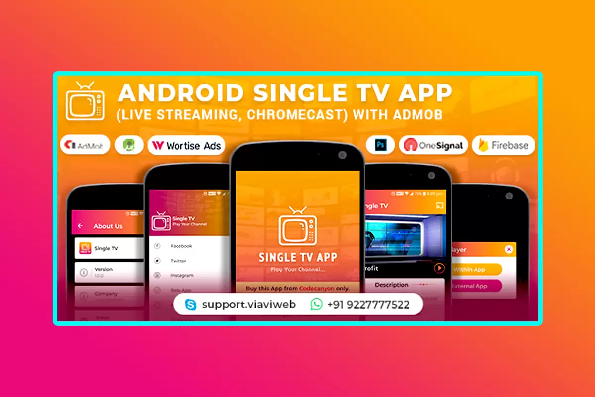 Android Single TV Mobile APP Source Code Version 1.6 (Live Streaming, Chromecast) With Admob Ads