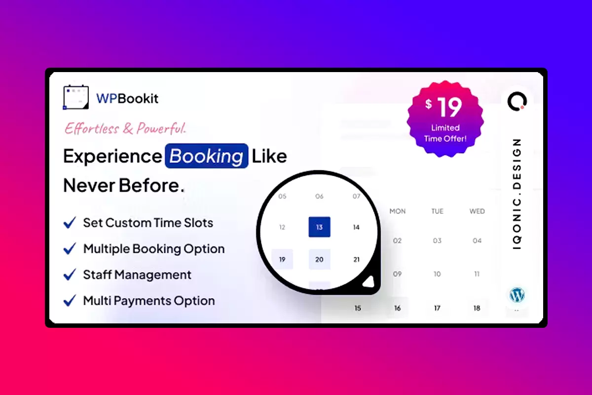 WPBookit WordPress Plugin Version 1.5.2 Appointment Booking WordPress Plugin