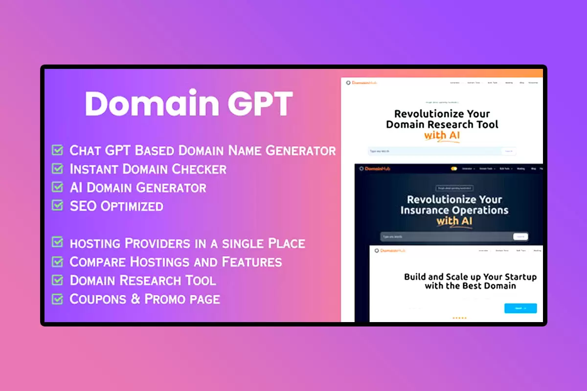 Domain GPT PHP Script AI Domain Name Generator And Domain Tools