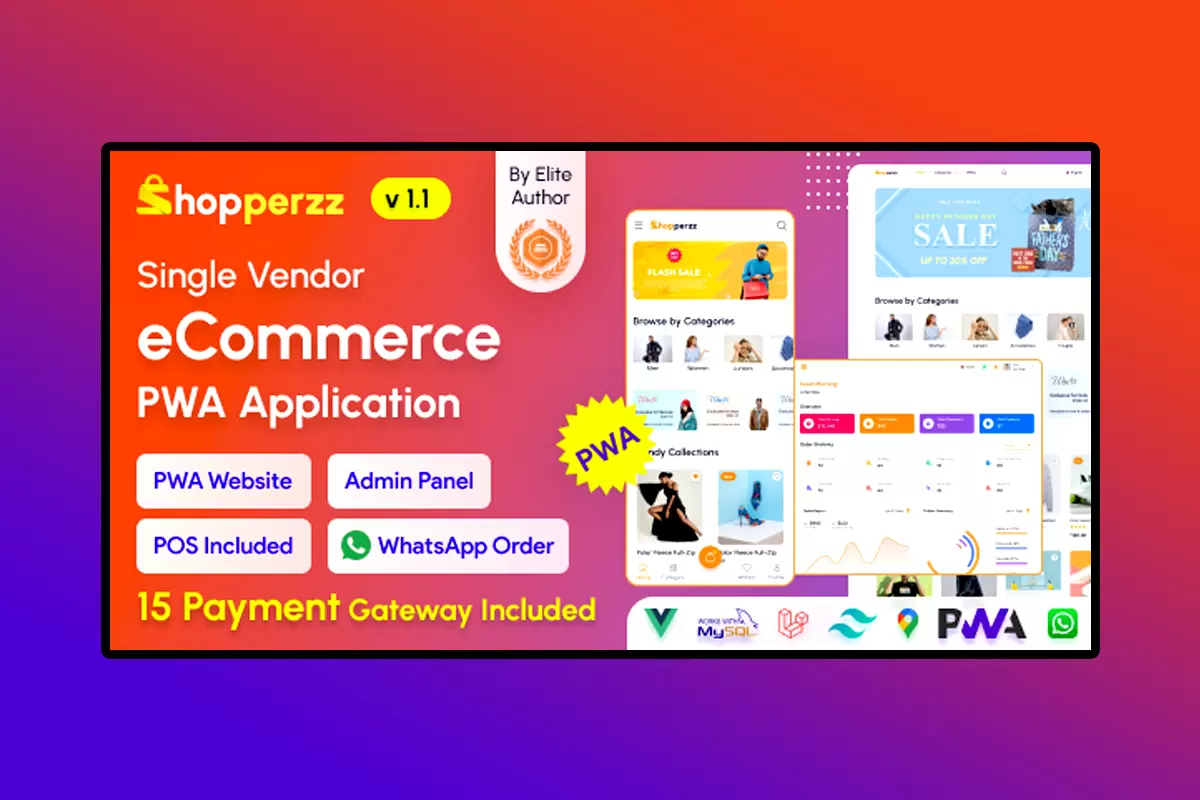 Shopperzz PHP Script Version 1.1 PWA eCommerce CMS With POS & WhatsApp Ordering With Inventory Manag