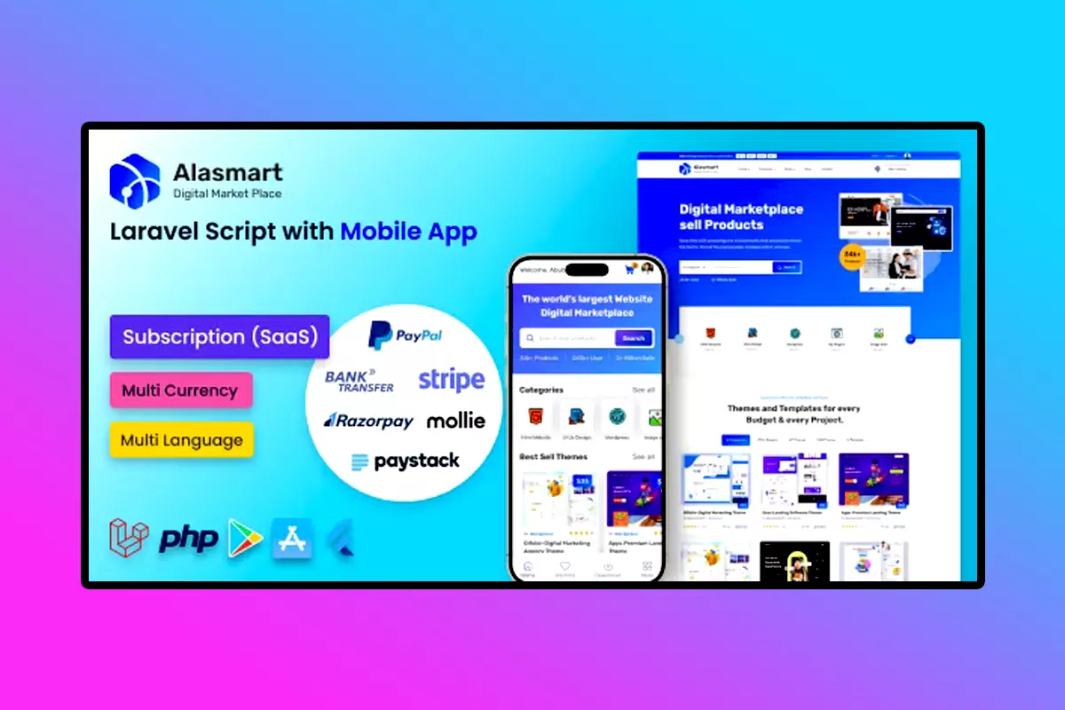 Alasmart PHP Script Version 2.0.2 Digital Product Download Marketplace Laravel Script