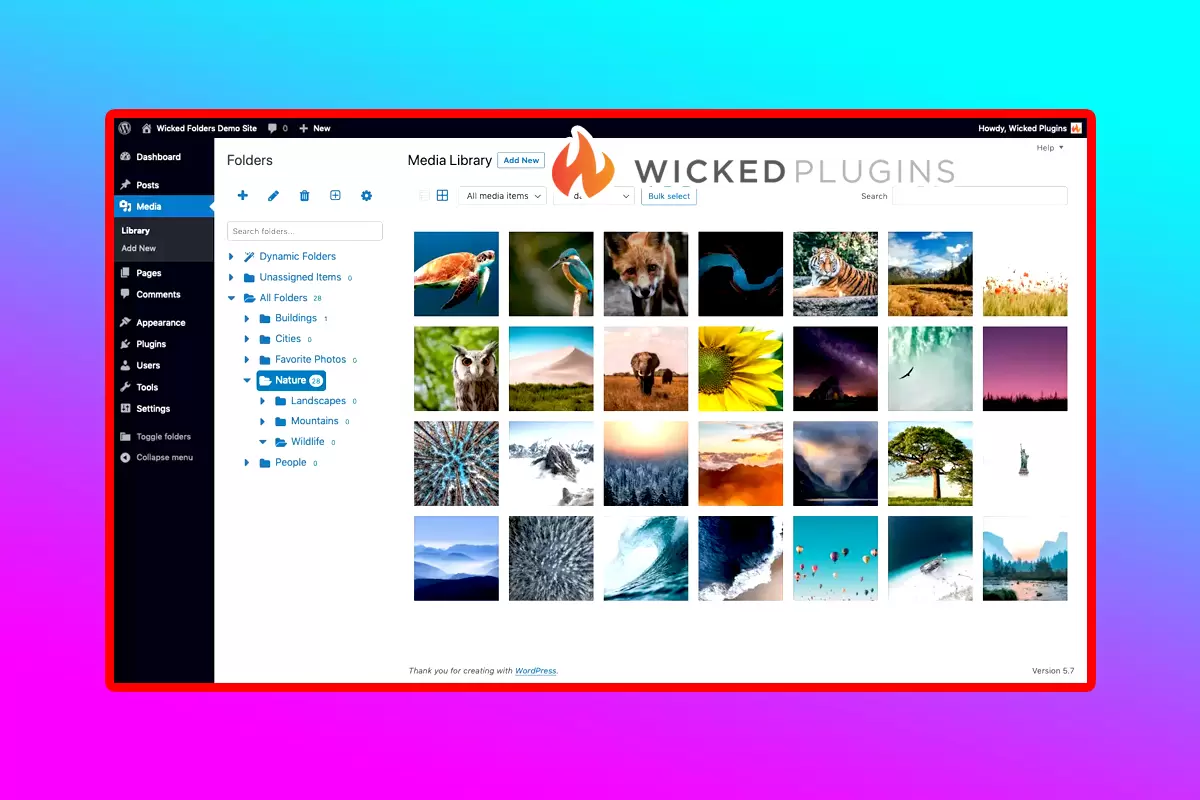 Wicked Folders Pro WordPress Plugin Version 3.1.0 WordPress Media Library Folders Plugin