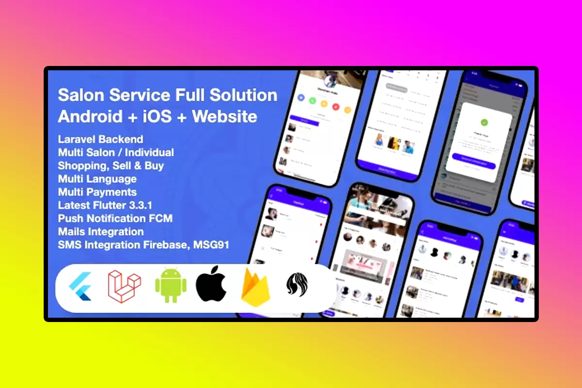 Multi Salon Mobile APP Source Code Version 7.0 Individual Appointments Booking System