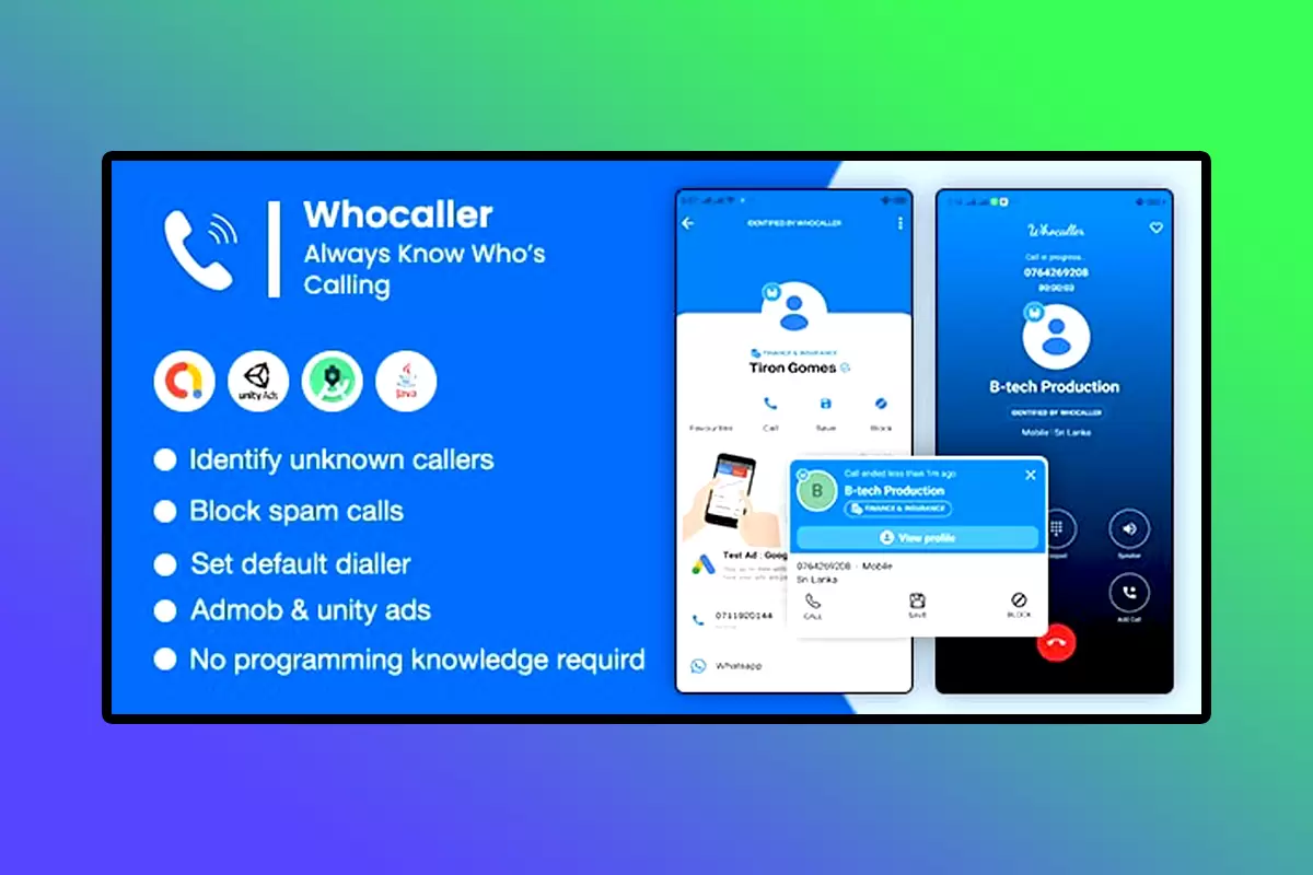 Whocaller Caller ID & Spam Blocker Mobile APP Source Code Version 1.0