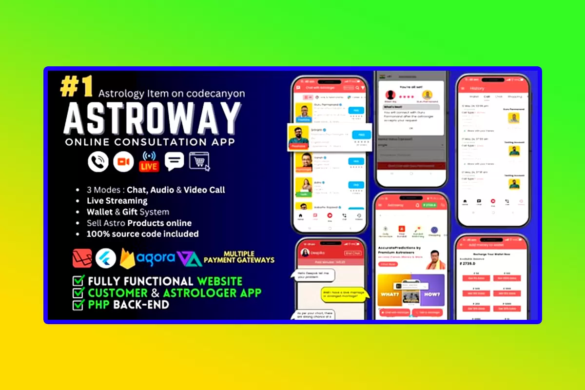 Astroway Mobile APP Source Code Version 2.1.3 Astrology Consultations, Chat, Audio/Video Calls