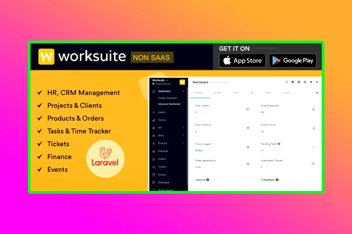 Worksuite PHP Script Version 5.4.5HR, CRM, And Project Management