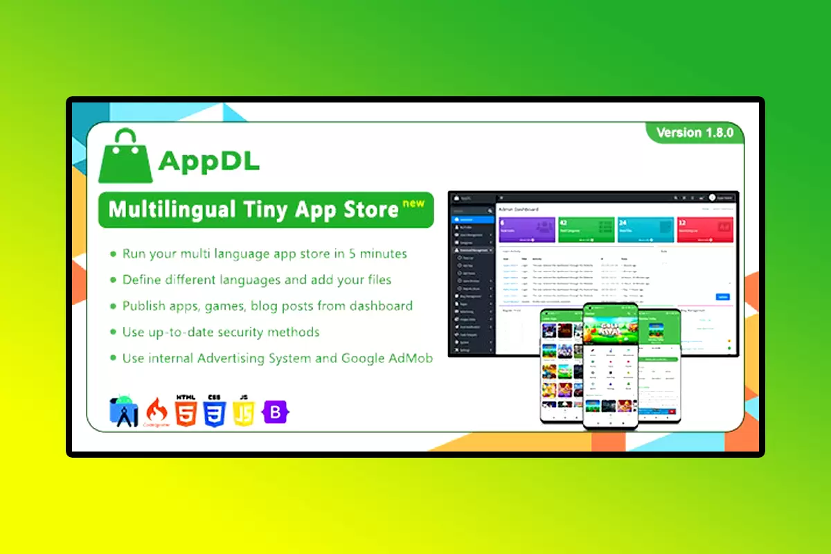 AppDL Mobile APP Source Code Version 1.8.0 Multilingual Tiny App Store