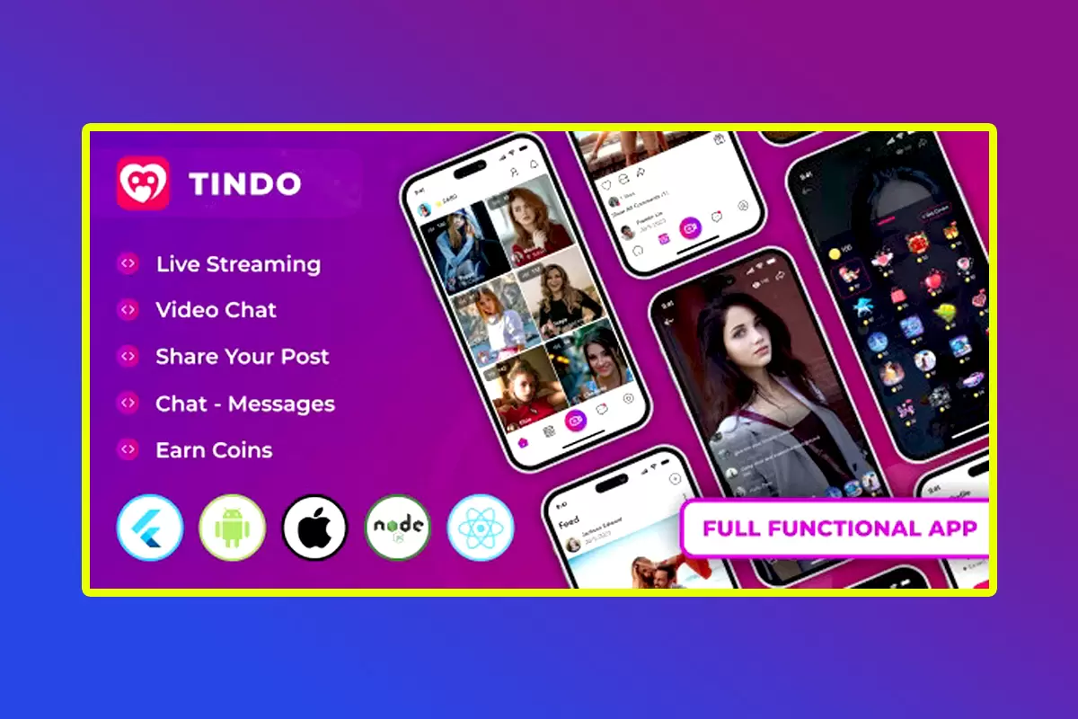 Tindo Mobile APP Source Code Live Streaming Tango Clone, Video Call, Chat Messages With Admin Panel